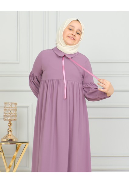 Bebe Yaka Büzgülü Çocuk Elbise