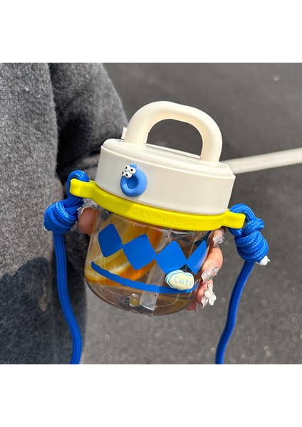 Çocuk Su Bardağı, Kızın Yüksek Görünümlü Saman Plastik Bardağı, Kalınlaştırılmış ve Sevimli, Taşınabilir Öğrenci Yüksek Sıcaklığa Dayanıklı Su Isıtıcısı (Yurt Dışından)