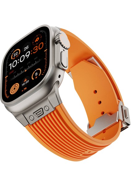 Apple Watch 1/2/3 42MM Uyumlu Kordon Spor Görünümlü Silikon Kordon