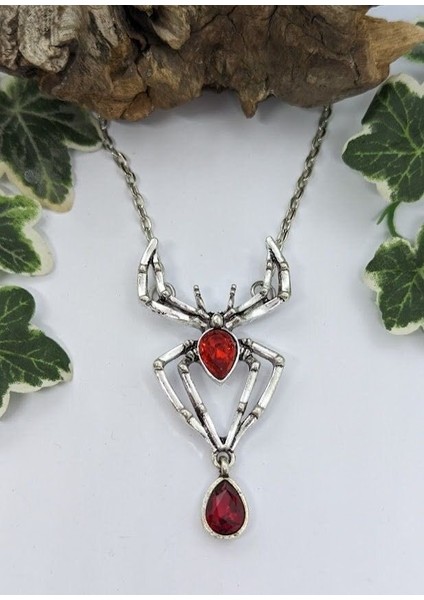 Örümcek Spider Gotik Kırmızı Zarif Kolye