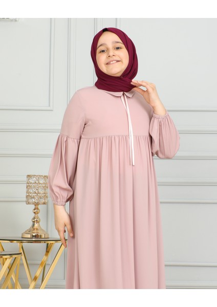 Bebe Yaka Büzgülü Çocuk Elbise modelleri