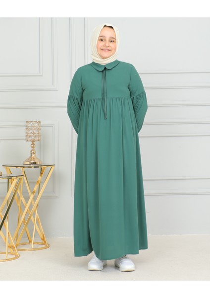 Bebe Yaka Büzgülü Çocuk Elbise