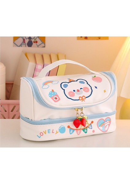 Sevimli Graffiti Büyük Kapasiteli Kalem Kutusu Çift Katmanlı Saklama Çantası Öğrenci Kırtasiye Kutusu (Yurt Dışından)