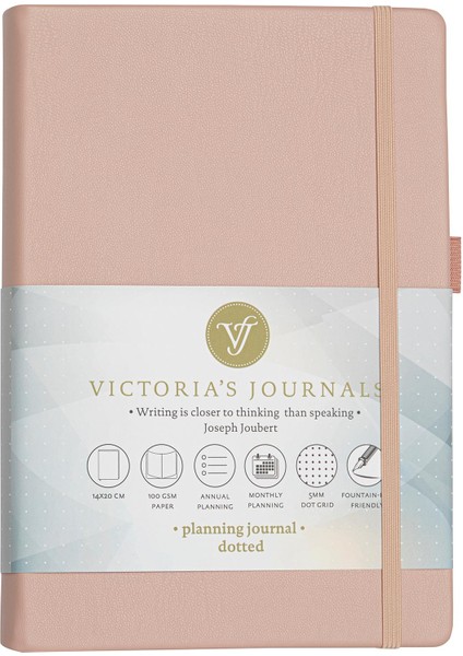 Victoria's Journals Sert Kapak Planlayıcı Noktalı Defter 14 x 20 cm Pembe