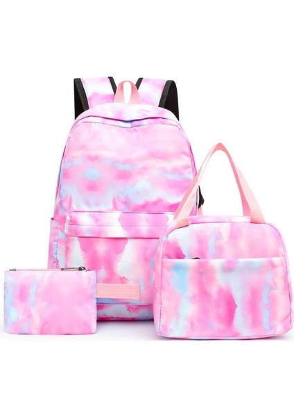 Travel Üç Parçalı Okul Çantası Öğrenci Sırt Çantası Kampüs Okul Çantası Sırt Çantası Yemek Çantası Kalem Kutusu (Yurt Dışından)