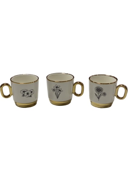 3 Lü Set Porselen Kupa