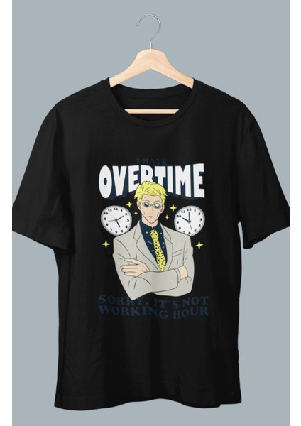 Oversize Jjk Nanami I Hate Overtime Baskılı T-Shirt, Unisex Anime Baskılı Tişört