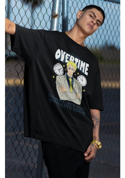 Oversize Jjk Nanami I Hate Overtime Baskılı T-Shirt, Unisex Anime Baskılı Tişört fiyatları