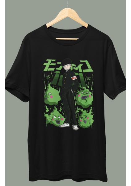 Oversize Mob Psycho Shigeo Kageyama Baskılı T-Shirt, Unisex Anime Baskılı Tişört