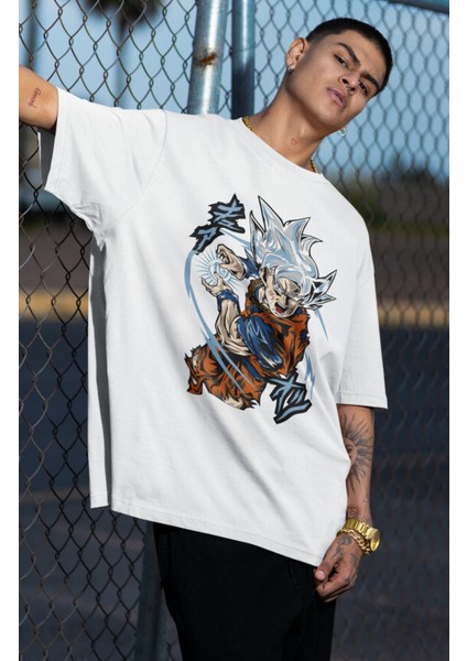 Oversize Dragon Ball Süper Goku Baskılı T-Shirt, Unisex Anime Baskılı Tişört fiyatları