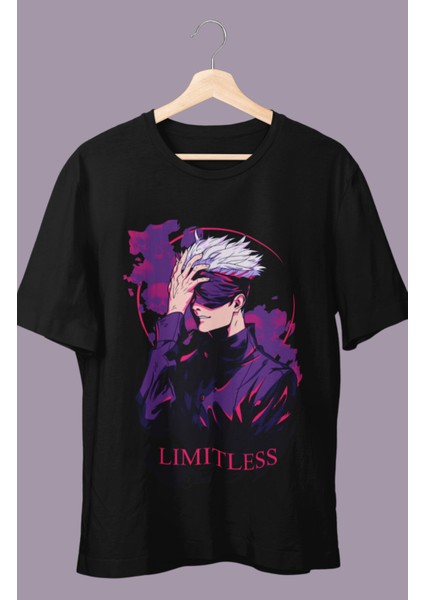 Oversize Limitless Jjk Gojo Baskılı T-Shirt, Unisex Anime Baskılı Tişört