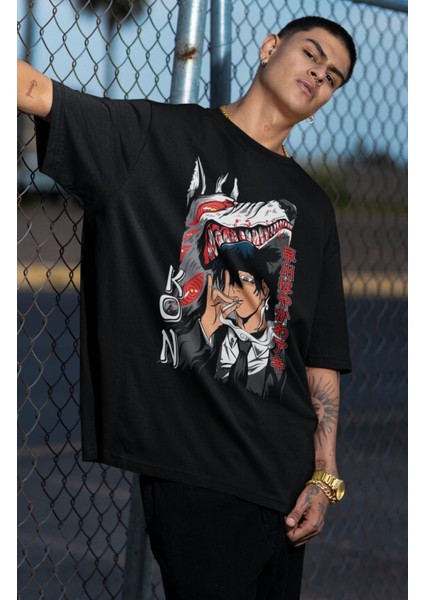 Oversize Chainsaw Man Aki Hayakawa Baskılı T-Shirt, Unisex Anime Baskılı Tişört fiyatları