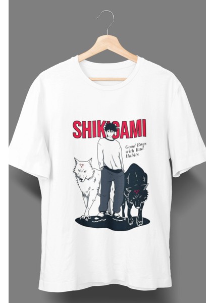 Oversize Jujutsu Kaisen Megumi Fushiguro Shikagami Baskılı T-Shirt, Unisex Anime Baskılı Tişört