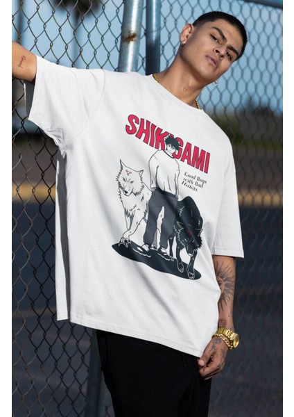 Oversize Jujutsu Kaisen Megumi Fushiguro Shikagami Baskılı T-Shirt, Unisex Anime Baskılı Tişört fiyatları