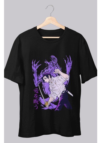 Oversize Jjk Okkotsu Yuta Baskılı T-Shirt, Unisex Anime Baskılı Tişört