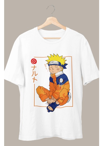 Oversize Uzumaki Naruto Baskılı T-Shirt, Unisex Anime Baskılı Tişört