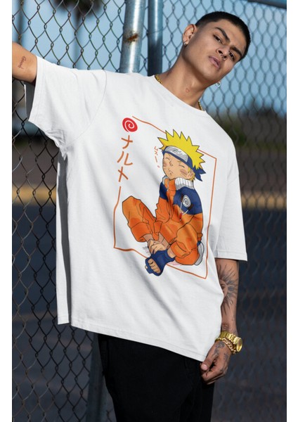Oversize Uzumaki Naruto Baskılı T-Shirt, Unisex Anime Baskılı Tişört fiyatları