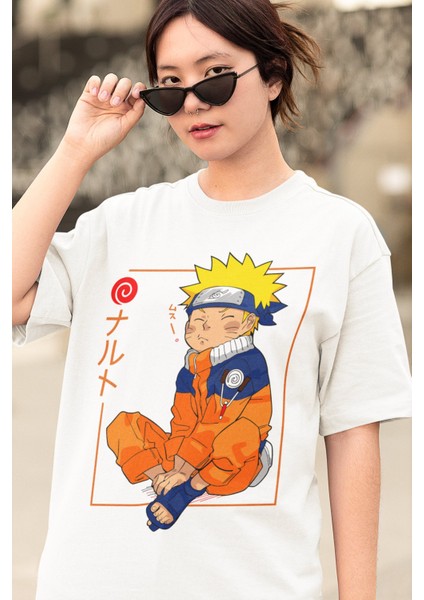 Oversize Uzumaki Naruto Baskılı T-Shirt, Unisex Anime Baskılı Tişört modelleri
