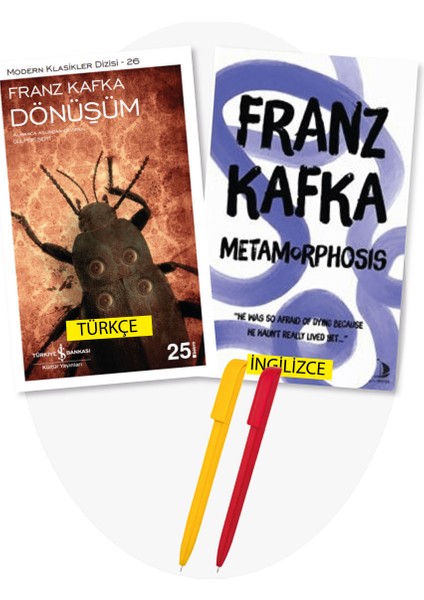 Alfa Kalem + Dönüşüm + Metamorphosis 2 Kitap (Franz Kafka)-Türkçe-Ingilizce-Kitap- Destek Yayınları