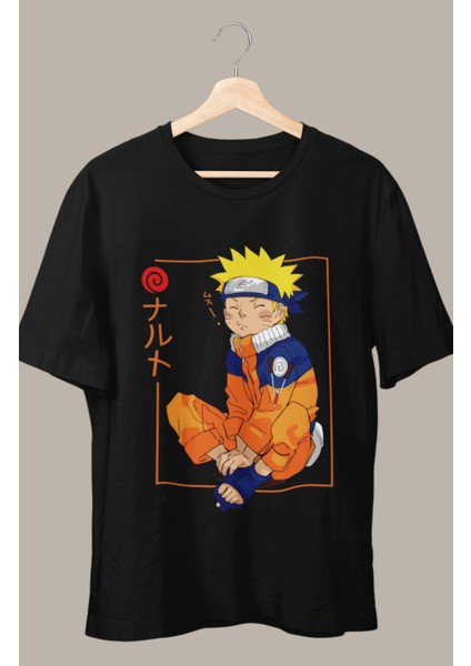 Oversize Uzumaki Naruto Baskılı T-Shirt, Unisex Anime Baskılı Tişört