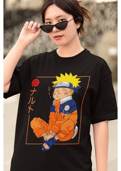 Oversize Uzumaki Naruto Baskılı T-Shirt, Unisex Anime Baskılı Tişört modelleri