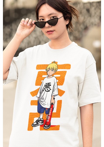 Oversize Tokyo Revengers Mikey Baskılı T-Shirt, Unisex Anime Baskılı Tişört modelleri