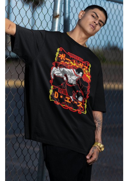 Oversize Portgas D. Ace Baskılı T-Shirt, Unisex Anime Baskılı Tişört fiyatları