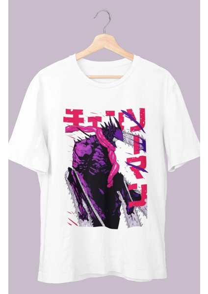 Oversize Chainsaw Man Denji Version 1 Baskılı T-Shirt, Unisex Anime Baskılı Tişört