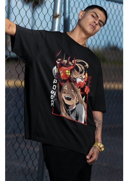 Oversize Power Chainsaw Man V3 Baskılı T-Shirt, Unisex Anime Baskılı Tişört fiyatları