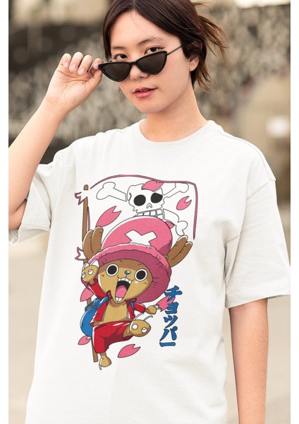 Oversize One Piece Choppers Baskılı T-Shirt, Unisex Anime Baskılı Tişört modelleri