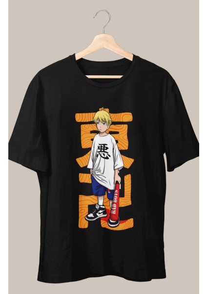 Oversize Tokyo Revengers Mikey Baskılı T-Shirt, Unisex Anime Baskılı Tişört