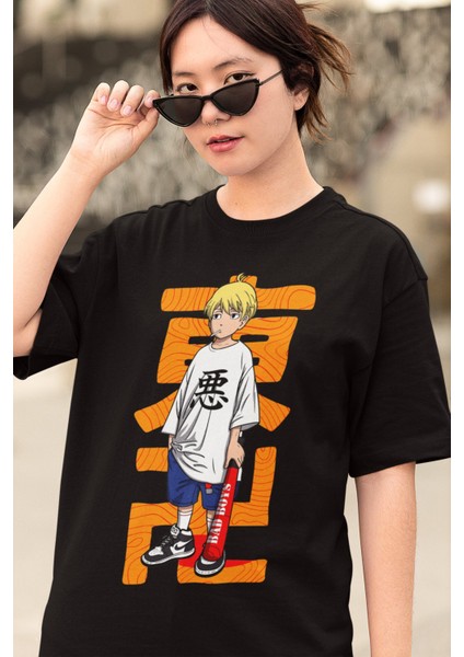 Oversize Tokyo Revengers Mikey Baskılı T-Shirt, Unisex Anime Baskılı Tişört modelleri