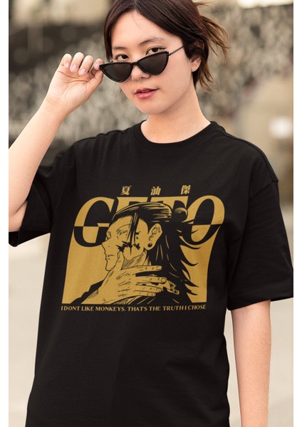 Oversize Jjk Suguru Geto Baskılı T-Shirt, Unisex Anime Baskılı Tişört modelleri