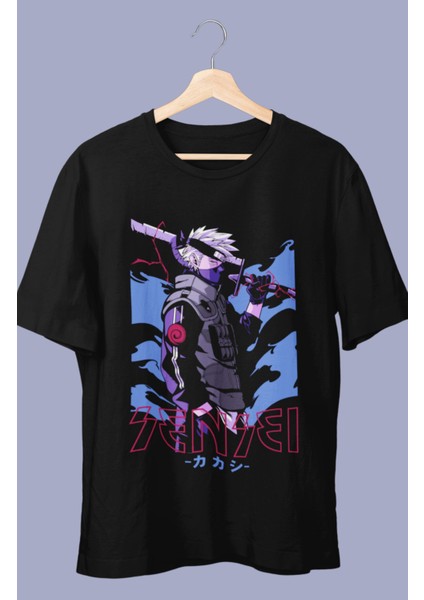 Oversize Kakashi Sensesi V2 Baskılı T-Shirt, Unisex Anime Baskılı Tişört