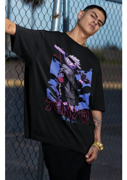 Oversize Kakashi Sensesi V2 Baskılı T-Shirt, Unisex Anime Baskılı Tişört fiyatları