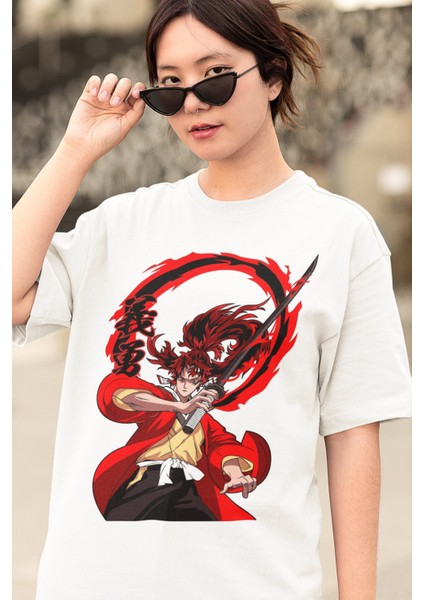 Oversize Demon Slayer Yoriichi Tsugikuni Baskılı T-Shirt, Unisex Anime Baskılı Tişört modelleri