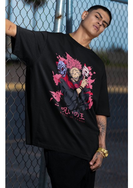 Oversize Jjk Sukuna King Of Curses Baskılı T-Shirt, Unisex Anime Baskılı Tişört fiyatları