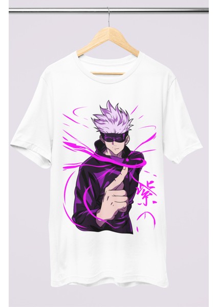 Oversize Jjk V2 Gojo Satoru Baskılı T-Shirt, Unisex Anime Baskılı Tişört