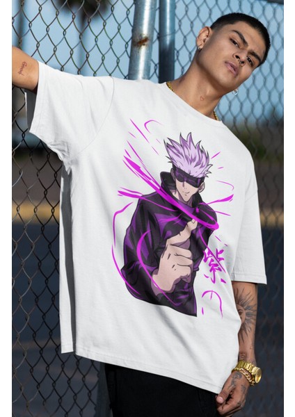 Oversize Jjk V2 Gojo Satoru Baskılı T-Shirt, Unisex Anime Baskılı Tişört fiyatları