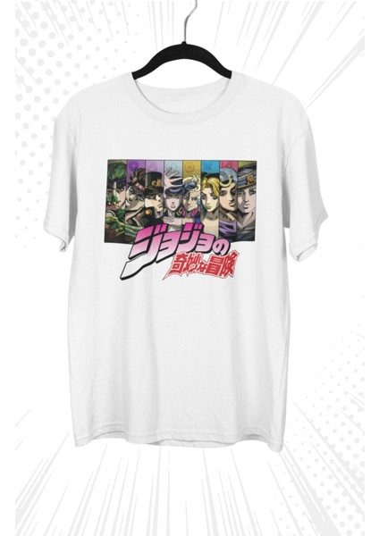 Oversize Jojo's Bizarre Karakterleri Baskılı T-Shirt, Unisex Anime Baskılı Tişört
