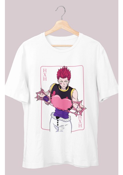 Oversize Hisoka Baskılı T-Shirt, Unisex Anime Baskılı Tişört