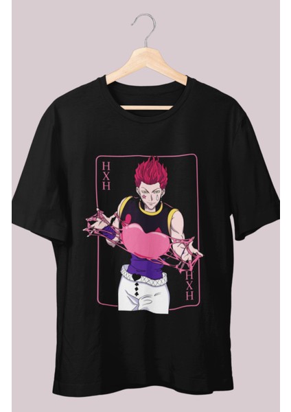 Oversize Hisoka Baskılı T-Shirt, Unisex Anime Baskılı Tişört