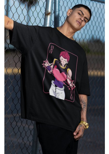 Oversize Hisoka Baskılı T-Shirt, Unisex Anime Baskılı Tişört fiyatları