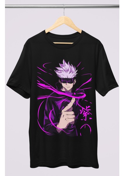 Oversize Jjk V2 Gojo Satoru Baskılı T-Shirt, Unisex Anime Baskılı Tişört