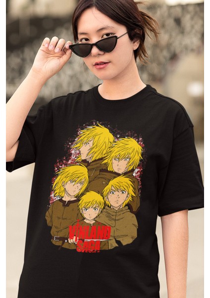 Oversize Vinland Saga V1 Baskılı T-Shirt, Unisex Anime Baskılı Tişört modelleri