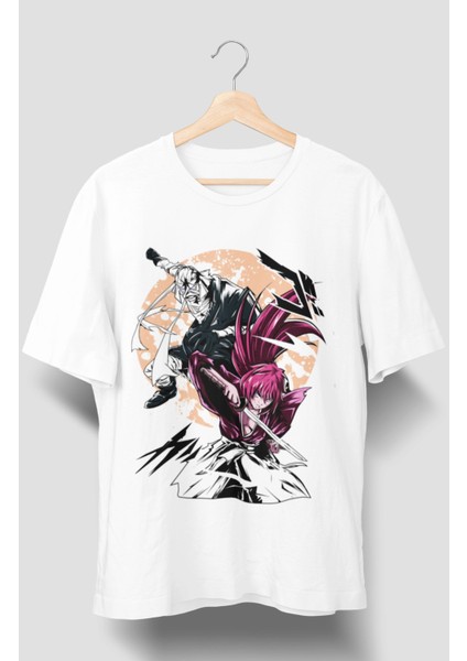 Oversize Rurouni Kenshin Baskılı T-Shirt, Unisex Anime Baskılı Tişört