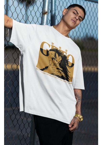 Oversize Jjk Suguru Geto Baskılı T-Shirt, Unisex Anime Baskılı Tişört fiyatları