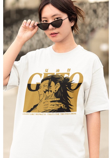Oversize Jjk Suguru Geto Baskılı T-Shirt, Unisex Anime Baskılı Tişört modelleri