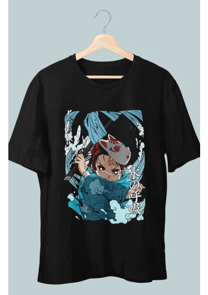 Oversize Demon Slayer Tanjiro V3 Baskılı T-Shirt, Unisex Anime Baskılı Tişört