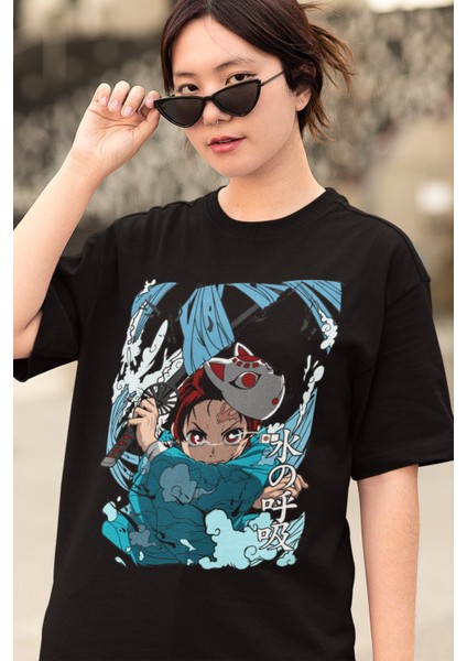 Oversize Demon Slayer Tanjiro V3 Baskılı T-Shirt, Unisex Anime Baskılı Tişört modelleri